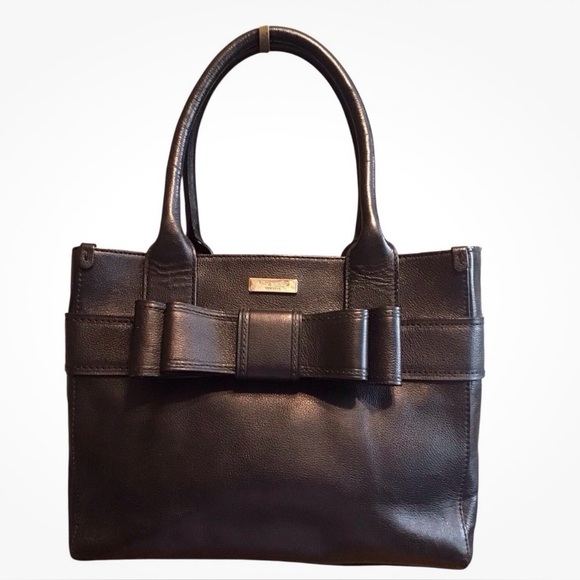 kate spade Handbags - Kate Spade New York Quinn Villabella Black Leather Bow Tote Bag Purse Pebbled